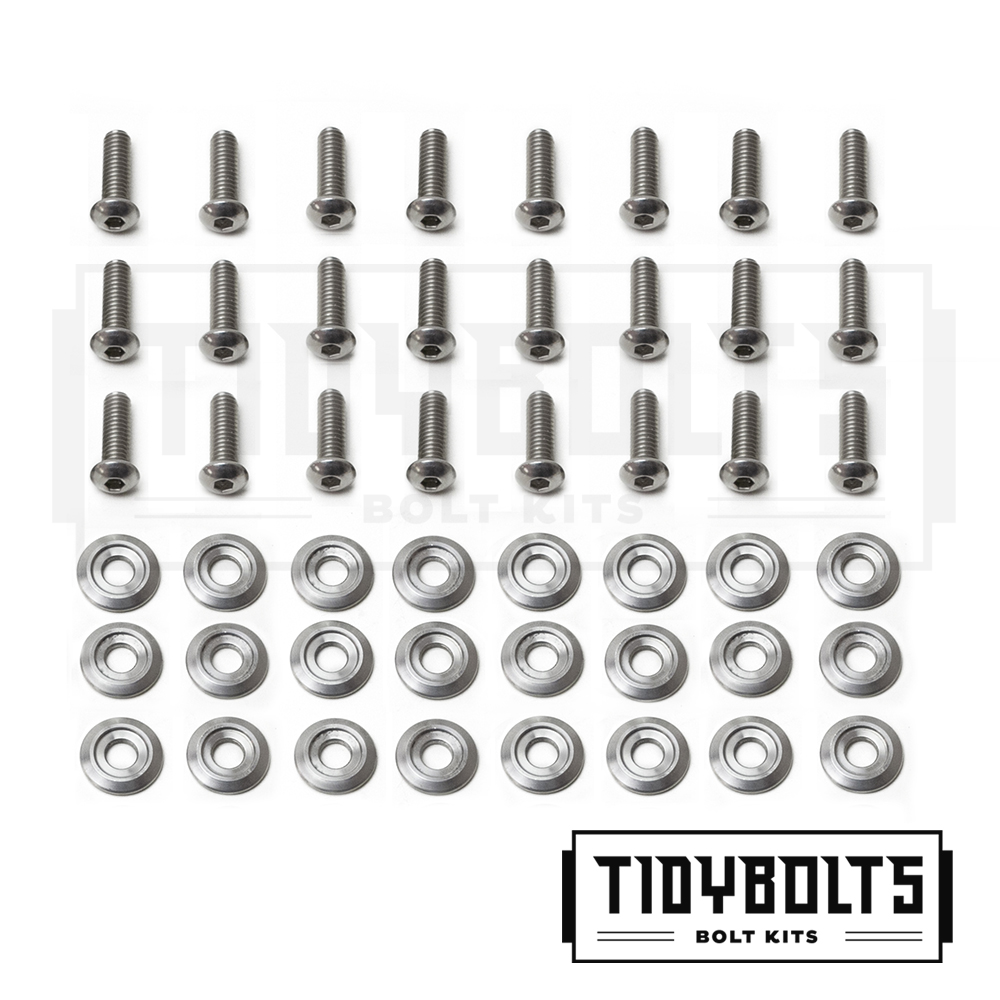 24 PACK STAINLESS STEEL BOLTS & FINISHING WASHERS TIDY BOLTS